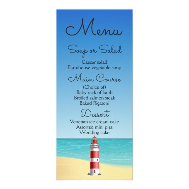 Menu Naustique Mariage Plage Phare Océan (Devant)