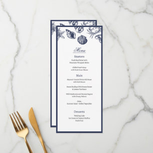 Menu Nautical Oceanic classique marine bleu Mariage Men