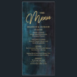 Menu Navy Blue & Turquoise Watercolor & Gold Maria<br><div class="desc">Marine Blue & Turquoise Watercolor & Gold Glam Calligraphy Parfait pour les mariages d'automne ou d'hiver Cartes de menu Avec police de caractères à la main à la mode ! ~ Regardez ma boutique pour voir toute la collection de mariages avec ce design!</div>