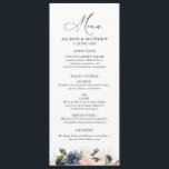 menu Navy et mariage floral<br><div class="desc">design de script moderne. Elégante aquarelle marine et fleurs rousses. Vous pouvez personnaliser le texte et les couleurs.</div>