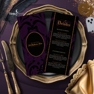 Menu Nevermore Damask Bar gothique Halloween prune fo