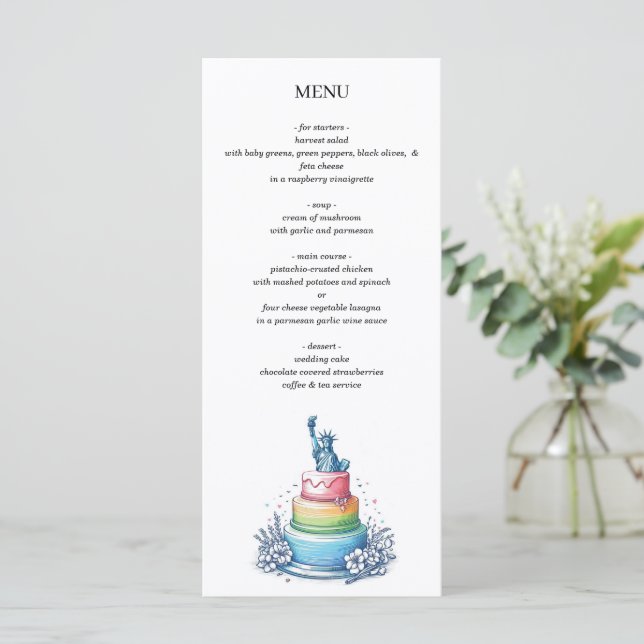 Menu New York City Wedding Cake (Debout devant)