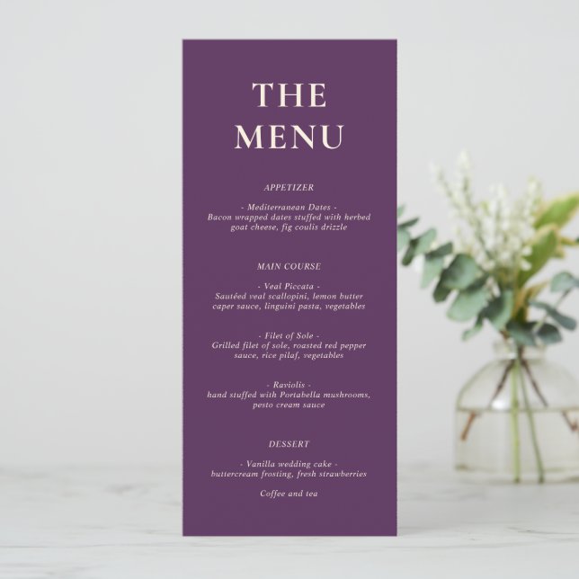Menu Nikki Purple Mariage moderne (Debout devant)