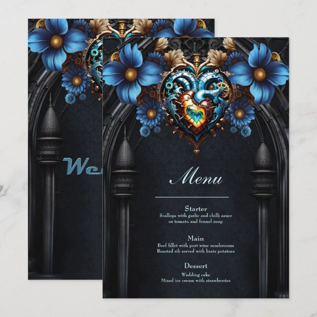 Menu Noble coeur steampunk (Devant / Derrière)