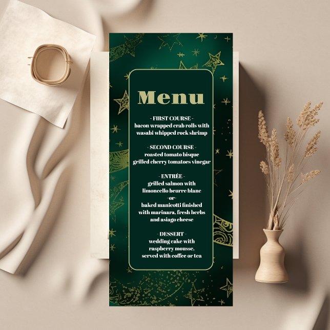 Menu Noces Célestes Or et Vert Émeraude (Créateur téléchargé)