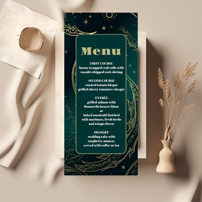 Menu Noces Célestes Or Vert Émeraude (Créateur téléchargé)