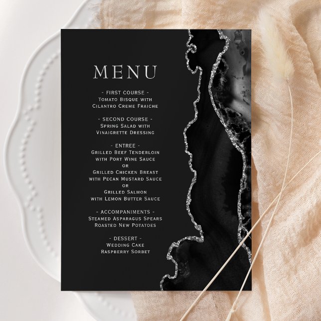 Menu Noces Sombre Agate Argent Noir (Créateur téléchargé)