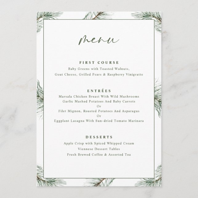 Menu Noël à feuillage persistant Pine Tree (Devant)