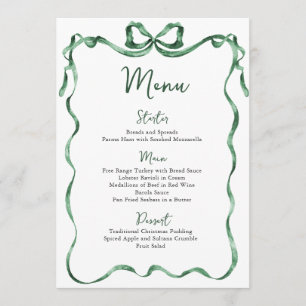 Menu Noël Fantaisie Bow Vert Funky pour Dîner