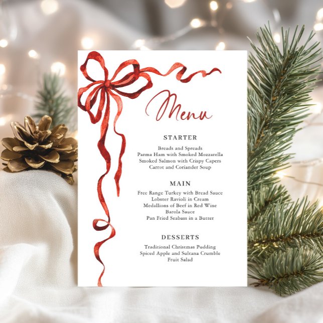 Menu Noël Fantaisie Funky Nœud Rouge Soirée (Créateur téléchargé)