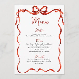 Menu Noël Fantaisie Funky Nœud Rouge Soirée de Dîner