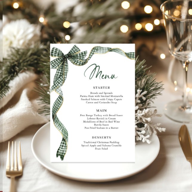 Menu Noël Fantaisie Funky Nœud Vert Soirée de Dîner (Créateur téléchargé)
