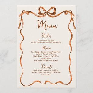 Menu Noël Fantaisiste Funky Boho Nœud Soirée de Dîner