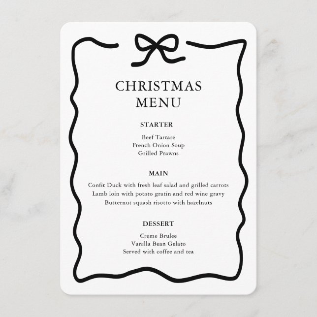Menu Noël noir et blanc (Devant)