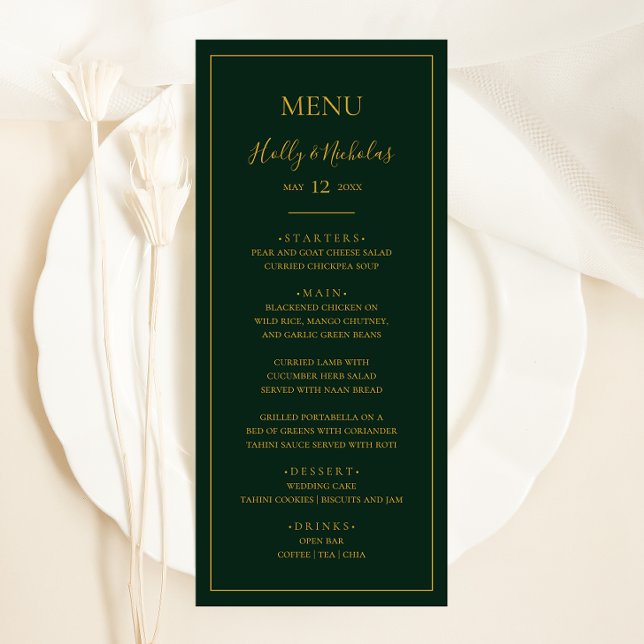 Menu Noël simple et élégant | Dîner Mariage vert (Créateur téléchargé)