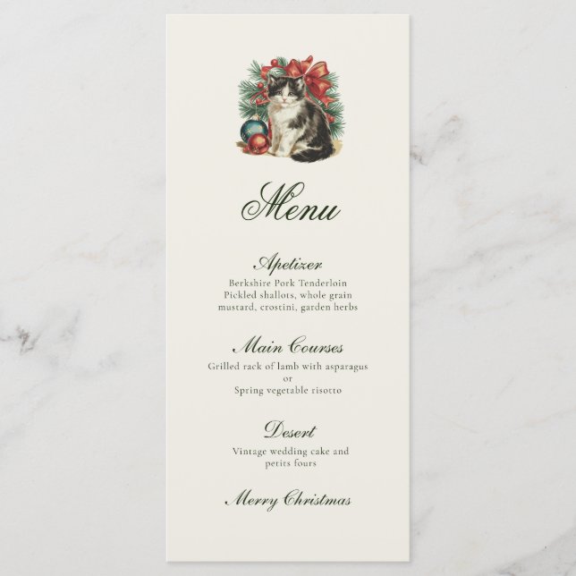 Menu Noël traditionnel vintage  (Devant)
