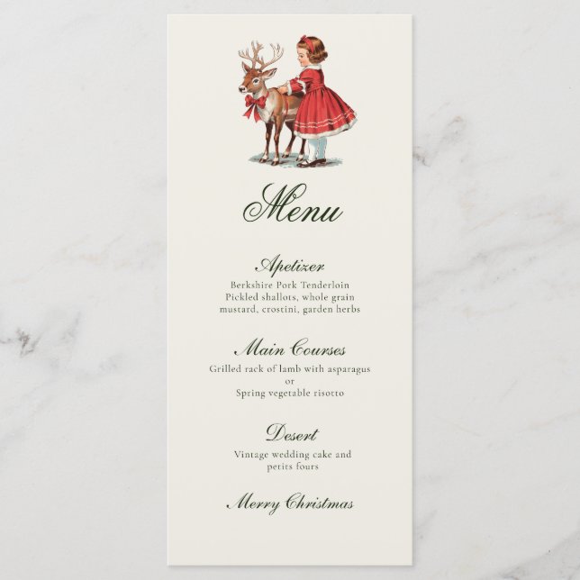 Menu Noël traditionnel vintage  (Devant)