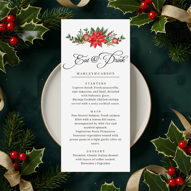Menu Noël Verdure Feuillage Élégant Mariage (Créateur téléchargé)