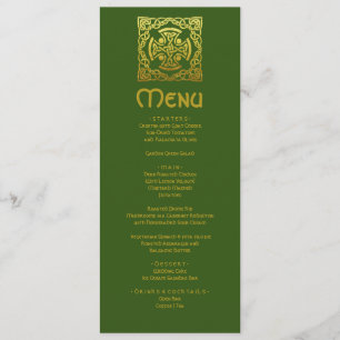 Menu Nœud Celtique Élégant Mariage Vert Or Faux Celtiqu