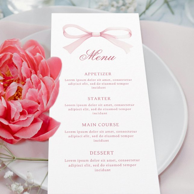 Menu Nœud rose aquarelle classique (Créateur téléchargé)