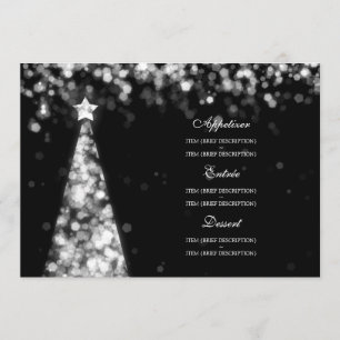Menu noir argenté élégant de mariage de Noël