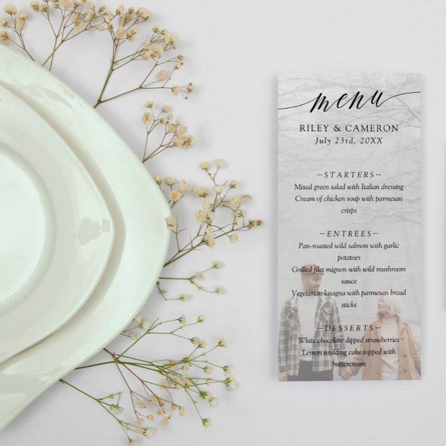 Menu Noir Delicate Calligraphie Élégant Mariage photo (Créateur téléchargé)