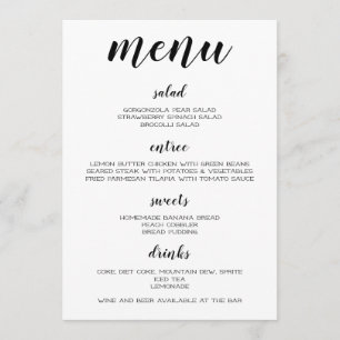 Menu noir et blanc