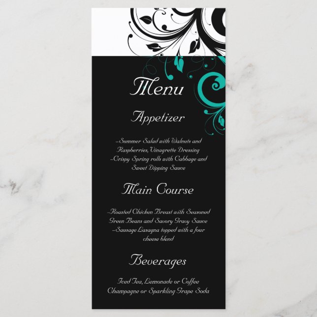 Menu Noir et blanc avec Turquoise rotation inverse (Devant)