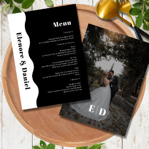 Menu Noir et blanc minimal Mariage photo Side Wave