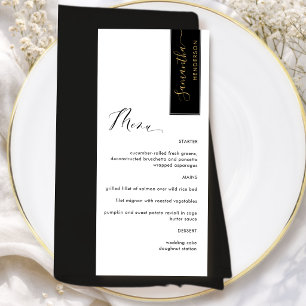 Menu Noir, Or Personnalisé avec le nom de l'invité Élég