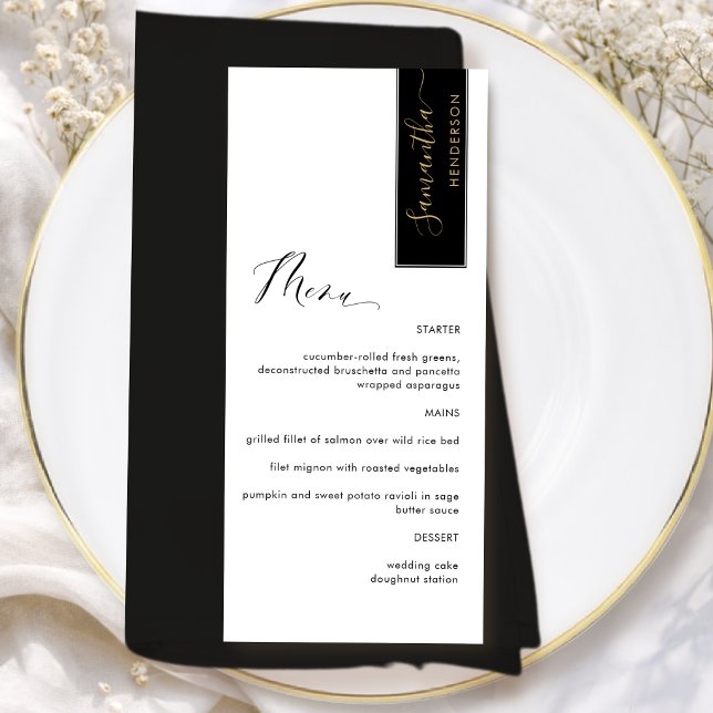 Menu Noir, Or Personnalisé avec le nom de l'invité Élég (Créateur téléchargé)