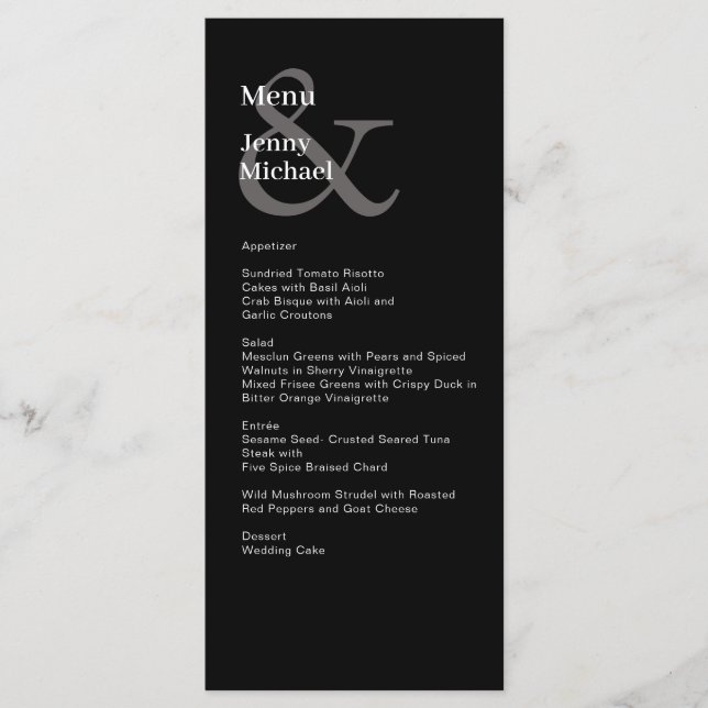 Menu noir simple et moderne et blanc (Devant)