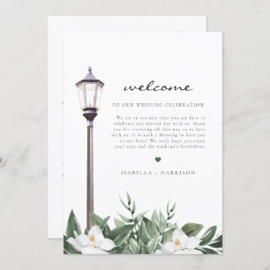 Menu NOLA Watercolor Magnolia Welcome Letter Timeline