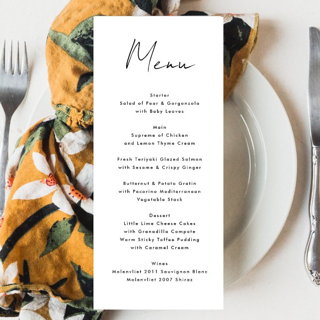 Menu Noms personnalisés modernes Black White Événement (Créateur téléchargé)