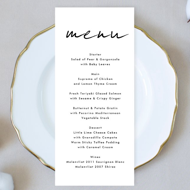 Menu Noms personnalisés modernes Noir Onyx Blanc (Créateur téléchargé)