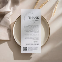 Note de remerciement de mariage MADDIE avec code Q