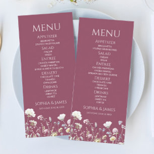 Menu Nourriture de mariage de jardin floral de fleur sa