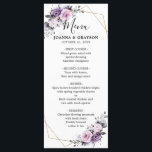 Menu Nuances de pourpre Dusty Blooms Mariage géométriqu<br><div class="desc">Élégante et moderne, la carte mariage florale du milieu de l'été présente un bouquet de pivoines roses aquarelles dans les tons de prune violette, de rose poussiéreux, de rose poussiéreux, de mauve, de sauge aux feuilles botaniques verdoyants et d'eucalyptus à l'arrière - plan géométrique or. S'il vous plaît trouver d'autres...</div>