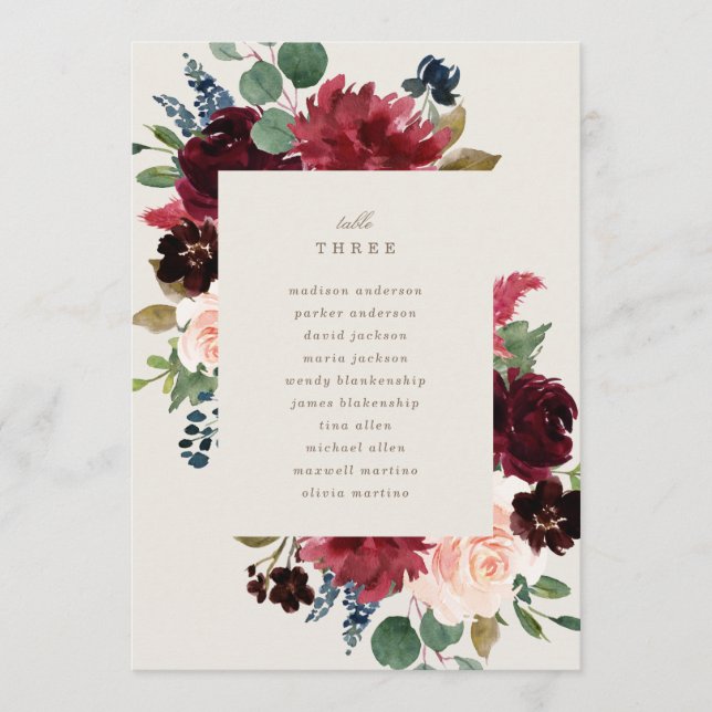 Menu Numéro de tableau d'élégance d'automne avec siège (Devant)