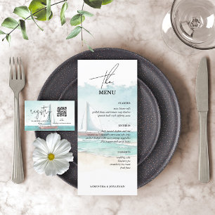 Menu Océan d'aquarelle minimaliste et mariage de plage