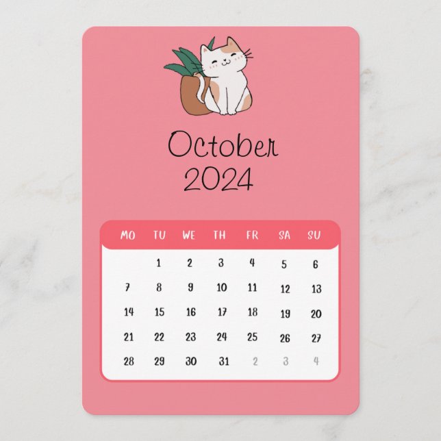 Menu Octobre 2024 Stand Alone Chat Et Calendrier Plante (Devant)