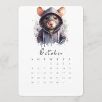 Octobre Calendrier autonome Souris Souris Splash A