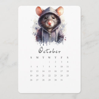 Menu Octobre Calendrier autonome Souris Souris Splash A
