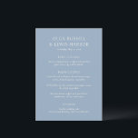 Menu Olga Dusty Blue Mariage moderne<br><div class="desc">Menus mariages modernes avec un design épuré et simple avec des polices audacieuses.</div>