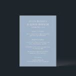 Menu Olga Dusty Blue Mariage moderne<br><div class="desc">Menus mariages modernes avec un design épuré et simple avec des polices audacieuses.</div>