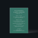 Menu Olga Emerald Green Mariage moderne<br><div class="desc">Menus mariages modernes avec un design épuré et simple avec des polices audacieuses.</div>
