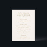 Menu Olga Ivory et Gold Mariage moderne<br><div class="desc">Menus mariages modernes avec un design épuré et simple avec des polices audacieuses.</div>