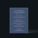 Menu Olga Navy et Cream Mariage moderne<br><div class="desc">Menus mariages modernes avec un design épuré et simple avec des polices audacieuses.</div>