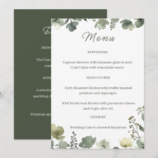 Menu Olive Floral Wedding