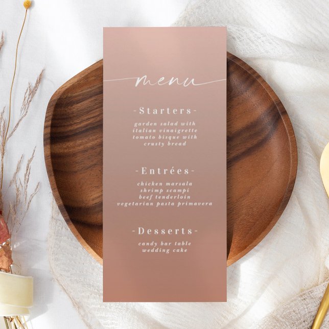 Menu Ombre en terre cuite et Mariage rose pâle (Créateur téléchargé)